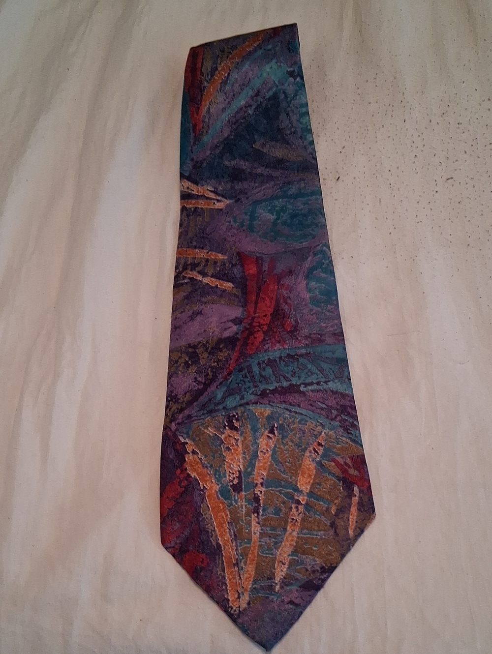 Vintage Buckingham Multicolor Abstract Pattern Men's Tie - Blue, Purple, Teal